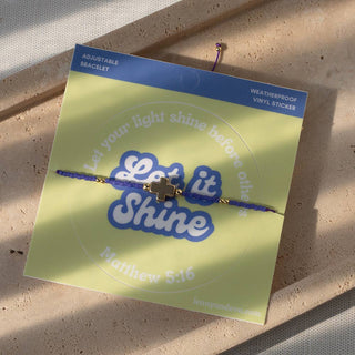 Let It Shine Cross Bracelet + Sticker | Matthew 5:16