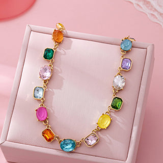 Multicolor Gemstone Link Necklace | 80N92824-JOSSLYN by wall to wall-Summit Lane Boutique, Women's Apparel and Gifts located in Grand Rapids, MI