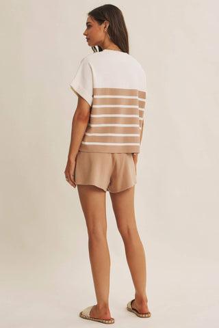 Emma Striped Sweater Top-Short Sleeves-in february-Summit Lane Boutique, Women's Apparel and Gifts located in Grand Rapids, MI
