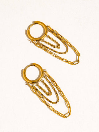 Vianne 18K Gold Non-Tarnish Multi Chain Drop Earrings-Earrings-Flânerie by MAIQ-Summit Lane Boutique, Women's Apparel and Gifts located in Grand Rapids, MI