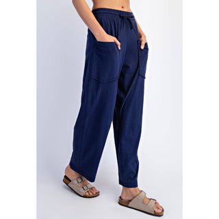 COTTON SLUB BARREL PANT-Lounge Pants-Rae Mode-Summit Lane Boutique, Women's Apparel and Gifts located in Grand Rapids, MI