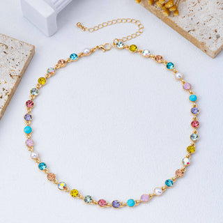 Multi Color Crystal & Pearl Tennis-Style Necklace | 80N93257-JOSSLYN by wall to wall-Summit Lane Boutique, Women's Apparel and Gifts located in Grand Rapids, MI