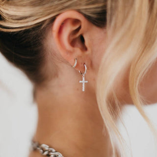 Taryn Diamond Cross Earrings - WATERPROOF-Earrings-Pretty Simple-Summit Lane Boutique, Women's Apparel and Gifts located in Grand Rapids, MI