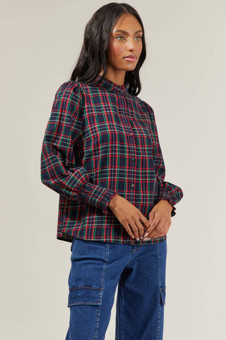 Chapman Plaid Button Down Top-Long Sleeves-Sugarlips-Summit Lane Boutique, Women's Apparel and Gifts located in Grand Rapids, MI