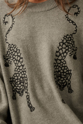 Embroidered Leopards Solid Knit Exposed-Seam Sweater-Sweater-Promesa USA-Summit Lane Boutique, Women's Apparel and Gifts located in Grand Rapids, MI