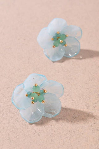 SHEER FLOWER STUD EARRINGS-Earrings-Merveille-Summit Lane Boutique, Women's Apparel and Gifts located in Grand Rapids, MI