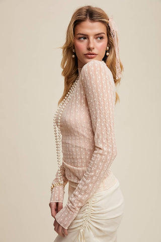 Semi Sheer Textured Lace Long-Sleeve Layering Top-Listicle-Summit Lane Boutique, Women's Apparel and Gifts located in Grand Rapids, MI