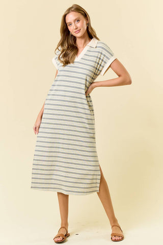Lana Striped Midi Dress-Dresses-Doe and Rae-Summit Lane Boutique, Women's Apparel and Gifts located in Grand Rapids, MI