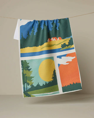 Happy Hiking Tea Towel-Kitchen Towel-Geometry-Summit Lane Boutique, Women's Apparel and Gifts located in Grand Rapids, MI