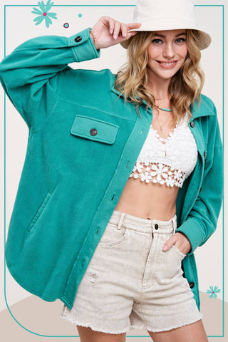 Farrah Fleece Shacket-Long Sleeves-La Miel-Summit Lane Boutique, Women's Apparel and Gifts located in Grand Rapids, MI