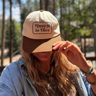 Cotton Snapback Hat | Happy To Be Here-Hats-Trek Light-Summit Lane Boutique, Women's Apparel and Gifts located in Grand Rapids, MI