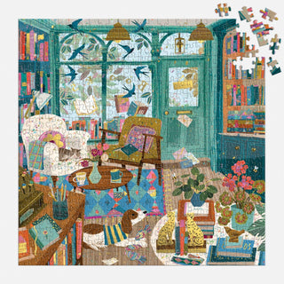 Bookshop Afternoon 500 Piece Foil Puzzle-Puzzles-Chronicle Books-Summit Lane Boutique, Women's Apparel and Gifts located in Grand Rapids, MI