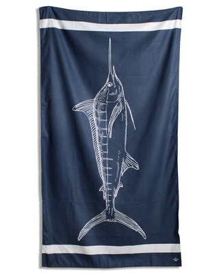 Marlin Giant Beach Towel Navy/White 40x70-The Royal Standard-Summit Lane Boutique, Women's Apparel and Gifts located in Grand Rapids, MI