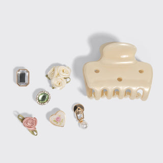 KitschPop™️ Cloud Clip 7pc Set Vintage - Pearlized Cream-Hair Accessories-KITSCH-Summit Lane Boutique, Women's Apparel and Gifts located in Grand Rapids, MI