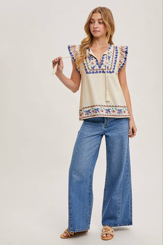 River Embroidered Top-Sleeveless-Bluivy-Summit Lane Boutique, Women's Apparel and Gifts located in Grand Rapids, MI