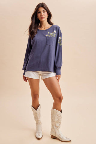 Kendall Embroidered Long Sleeve-pullover-In Loom-Summit Lane Boutique, Women's Apparel and Gifts located in Grand Rapids, MI