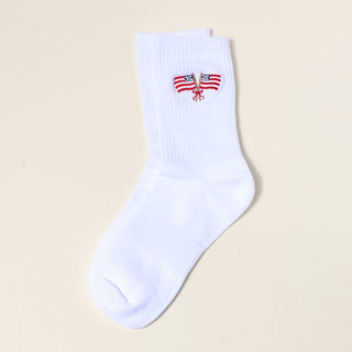 Embroidered Crew Socks–American Flags-Socks-The Darling Effect-Summit Lane Boutique, Women's Apparel and Gifts located in Grand Rapids, MI