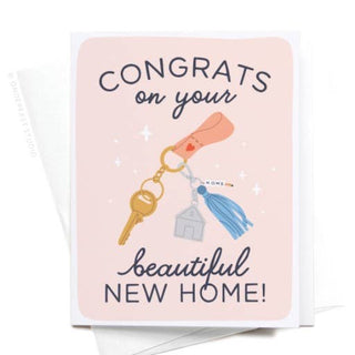 Congrats on Your Beautiful New Home Keychain Greeting Card-Greeting Cards-Onderkast Studio-Summit Lane Boutique, Women's Apparel and Gifts located in Grand Rapids, MI