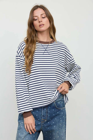 Finley V-Stitch Knit Top-Long Sleeves-Blu Pepper-Summit Lane Boutique, Women's Apparel and Gifts located in Grand Rapids, MI