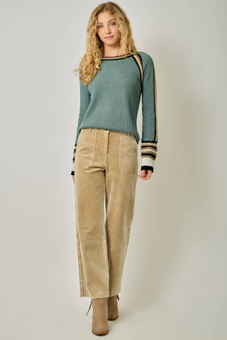 The Sloane Contrast Trim Sweater-Sweater-Mystree-Summit Lane Boutique, Women's Apparel and Gifts located in Grand Rapids, MI