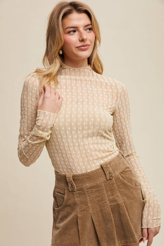 Semi Sheer Textured Lace Long-Sleeve Layering Top-Listicle-Summit Lane Boutique, Women's Apparel and Gifts located in Grand Rapids, MI