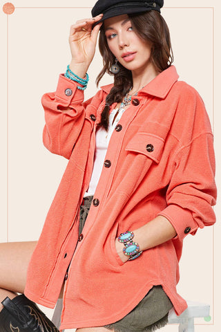 Farrah Fleece Shacket-Long Sleeves-La Miel-Summit Lane Boutique, Women's Apparel and Gifts located in Grand Rapids, MI