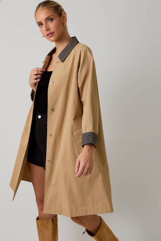 Carrie Contrast Collar Trench Coat-Jacket-Sunday Edition by LE LIS-Summit Lane Boutique, Women's Apparel and Gifts located in Grand Rapids, MI