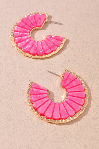 Scalloped Resin Hoop Earrings-Earrings-Merveille-Summit Lane Boutique, Women's Apparel and Gifts located in Grand Rapids, MI