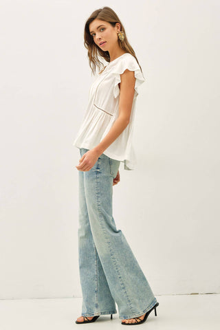 Aria Ruffle Sleeve top-Blouse-Be Cool-Summit Lane Boutique, Women's Apparel and Gifts located in Grand Rapids, MI