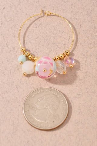 Pastel Beaded Charm Hoop Earrings-Earrings-Merveille-Summit Lane Boutique, Women's Apparel and Gifts located in Grand Rapids, MI