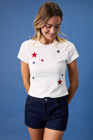 All-Star Embroidered Tee-Short Sleeves-Sunday Edition by LE LIS-Summit Lane Boutique, Women's Apparel and Gifts located in Grand Rapids, MI