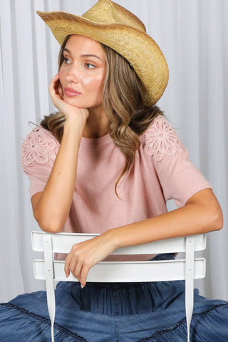 The Sylvie Embroidered Tee-Short Sleeves-Vine & Love-Summit Lane Boutique, Women's Apparel and Gifts located in Grand Rapids, MI