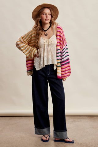 Color Me Cozy Striped Cardigan-Cardigans-Listicle-Summit Lane Boutique, Women's Apparel and Gifts located in Grand Rapids, MI