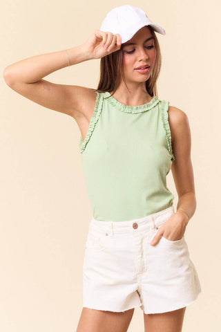 Ruffle Trim Tank-Tank Top-Doe and Rae-Summit Lane Boutique, Women's Apparel and Gifts located in Grand Rapids, MI