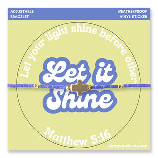 Let It Shine Cross Bracelet + Sticker | Matthew 5:16