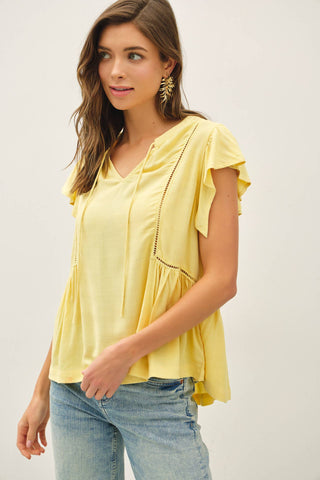 Aria Ruffle Sleeve top-Blouse-Be Cool-Summit Lane Boutique, Women's Apparel and Gifts located in Grand Rapids, MI