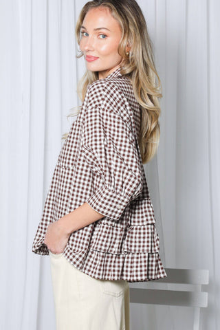 Maple Gingham Blouse-Blouse-Vine & Love-Summit Lane Boutique, Women's Apparel and Gifts located in Grand Rapids, MI