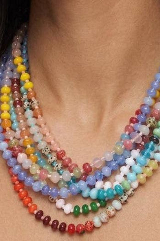 Natural Stone Semi-Precious Glass Mixed Necklace | 40NK9694-JOSSLYN by wall to wall-Summit Lane Boutique, Women's Apparel and Gifts located in Grand Rapids, MI