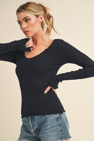 Adalie Knit Top-Long Sleeves-AEMI + CO-Summit Lane Boutique, Women's Apparel and Gifts located in Grand Rapids, MI