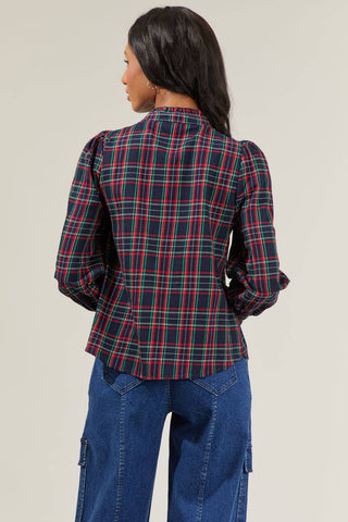 Chapman Plaid Button Down Top-Long Sleeves-Sugarlips-Summit Lane Boutique, Women's Apparel and Gifts located in Grand Rapids, MI