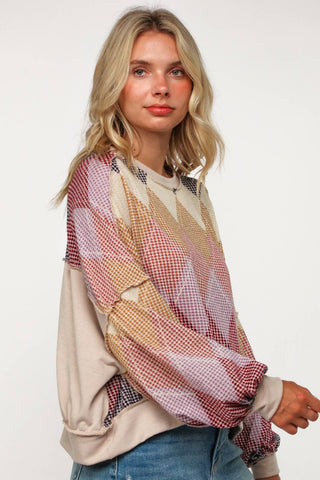 Reese Argyle Sweater-Long Sleeves-Kori America-Summit Lane Boutique, Women's Apparel and Gifts located in Grand Rapids, MI