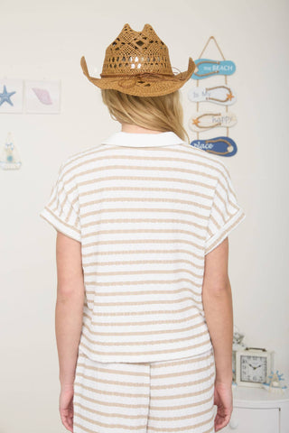 Foster Collared Stripe Top-Short Sleeves-Blu Pepper-Summit Lane Boutique, Women's Apparel and Gifts located in Grand Rapids, MI