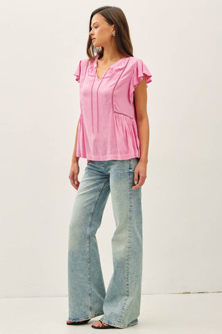 Aria Ruffle Sleeve top-Blouse-Be Cool-Summit Lane Boutique, Women's Apparel and Gifts located in Grand Rapids, MI
