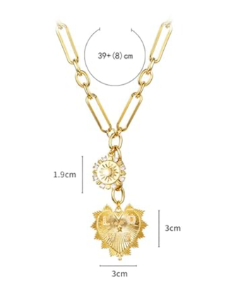 LOVE - HEART Celestial Lariat Necklace 14K CZ- Charm-Necklaces-HoopLa Style-Summit Lane Boutique, Women's Apparel and Gifts located in Grand Rapids, MI