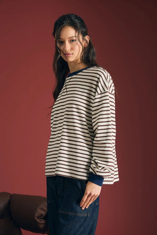 Finley V-Stitch Knit Top-Long Sleeves-Blu Pepper-Summit Lane Boutique, Women's Apparel and Gifts located in Grand Rapids, MI