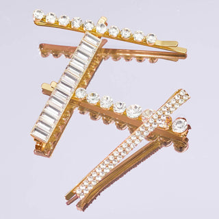 Metal Rhinestone Assorted Bobby Pins 4pc Set - Gold-Hair Accessories-KITSCH-Summit Lane Boutique, Women's Apparel and Gifts located in Grand Rapids, MI