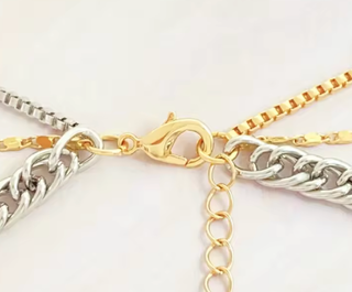 Horn and Evil Eye - Carabiner Multi Chain Charm Necklace-Necklaces-HoopLa Style-Summit Lane Boutique, Women's Apparel and Gifts located in Grand Rapids, MI