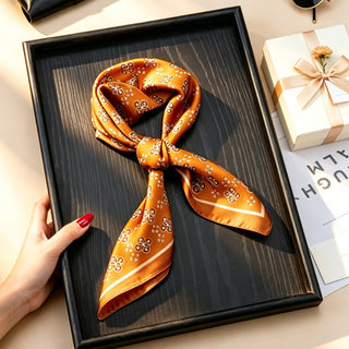Geometric Tile Motif Color-Block Silky Scarf-Scarves-JOSSLYN by wall to wall-Summit Lane Boutique, Women's Apparel and Gifts located in Grand Rapids, MI