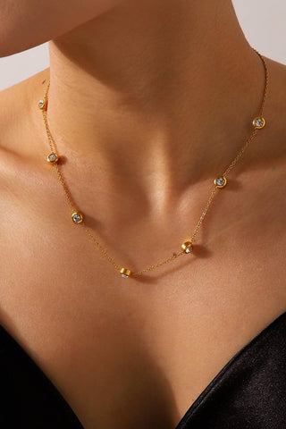 18K STAINLESS STEEL TARNISH FREE RHINESTONE NECK | 40NK9543-JOSSLYN by wall to wall-Summit Lane Boutique, Women's Apparel and Gifts located in Grand Rapids, MI