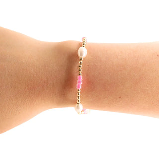 Hot Pink Pearl Poppi Bracelet-Bracelets-Beaded Blondes-Summit Lane Boutique, Women's Apparel and Gifts located in Grand Rapids, MI